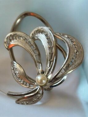 Vintage Sterling Silver and Pearl Brooch West Germany Stamped